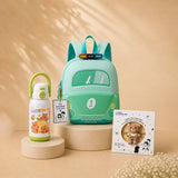 LSB 2 Pcs Green Police Backpack & Capybara Water Bottle Rakhi Gift Combo for Kids with Free Rakhi