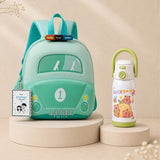 LSB 2 Pcs Shell Backpack & Pink-Blue Triangle Lunch Box Rakhi Gift Combo for Kids with Free Rakhi & Jute drawstring bag.