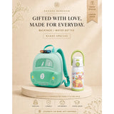 LSB 2 Pcs Shell Backpack & Pink-Blue Triangle Lunch Box Rakhi Gift Combo for Kids with Free Rakhi & Jute drawstring bag.