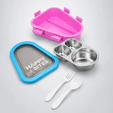 LSB 2 Pcs Shell Backpack & Pink-Blue Triangle Lunch Box Rakhi Gift Combo for Kids with Free Rakhi & Jute drawstring bag.