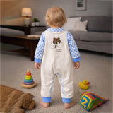 LSB Blue Checks Collar, Full Sleeves Jumpsuit Romper for Tiny Toddlers
