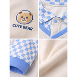 LSB Blue Checks Collar, Full Sleeves Jumpsuit Romper for Tiny Toddlers