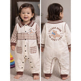 LSB Brown Striped Collar, Full Sleeves Jumpsuit Romper for Tiny Toddlers