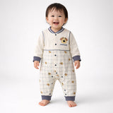 LSB Grey Courage Puppy Varsity Style, Full Sleeves Jumpsuit Romper for Tiny Toddlers