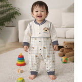 LSB Grey Courage Puppy Varsity Style, Full Sleeves Jumpsuit Romper for Tiny Toddlers
