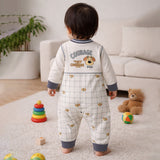 LSB Grey Courage Puppy Varsity Style, Full Sleeves Jumpsuit Romper for Tiny Toddlers