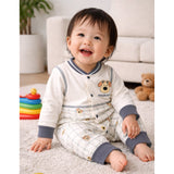 LSB Grey Courage Puppy Varsity Style, Full Sleeves Jumpsuit Romper for Tiny Toddlers
