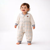 LSB Grey and Cream Sailor Collar Brave Bear Full Sleeves Jumpsuit Romper for Tiny Toddlers
