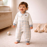 LSB Grey and Cream Sailor Collar Brave Bear Full Sleeves Jumpsuit Romper for Tiny Toddlers