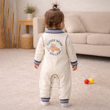 LSB Grey Striped Collar, Full Sleeves Jumpsuit Romper for Tiny Toddlers