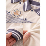 LSB Grey Striped Collar, Full Sleeves Jumpsuit Romper for Tiny Toddlers