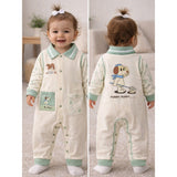 LSB Mint Collar Puppy, Full Sleeves Jumpsuit Romper for Tiny Toddlers