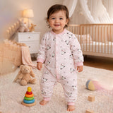 LSB Pink bunny and Hearts Full Sleeves Jumpsuit Romper for Tiny Toddlers