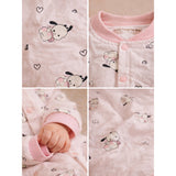 LSB Pink bunny and Hearts Full Sleeves Jumpsuit Romper for Tiny Toddlers