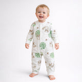 LSB Cute Racoon & Palm Leaf, Full Sleeves Jumpsuit Romper for Tiny Toddlers