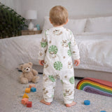 LSB Cute Racoon & Palm Leaf, Full Sleeves Jumpsuit Romper for Tiny Toddlers