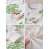 LSB Cute Racoon & Palm Leaf, Full Sleeves Jumpsuit Romper for Tiny Toddlers