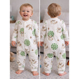 LSB Cute Racoon & Palm Leaf, Full Sleeves Jumpsuit Romper for Tiny Toddlers