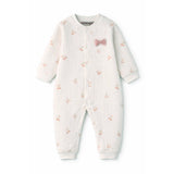 Pink Bow and Cherry, Full Sleeves Jumpsuit Hoodie Romper for Tiny Toddlers