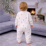 Cream Teddy All-Over Print, Full Sleeves Jumpsuit Hoodie Romper for Tiny Toddlers