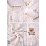 Cream Teddy All-Over Print, Full Sleeves Jumpsuit Hoodie Romper for Tiny Toddlers