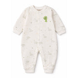 Green Smiley Dino Full Sleeves Jumpsuit Hoodie Romper for Tiny Toddlers