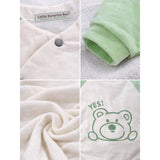 Mint Bear and Cream Winter Romper with Matching Bib for Tiny Toddlers