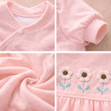 Peach 3Flower Winter Full Sleeves Jumpsuit Romper for Tiny Toddlers