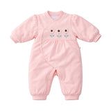 Peach 3Flower Winter Full Sleeves Jumpsuit Romper for Tiny Toddlers