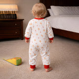 LSB Red Candy Cane and Bear, Full Sleeves Jumpsuit Romper for Tiny Toddlers