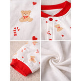 LSB Red Candy Cane and Bear, Full Sleeves Jumpsuit Romper for Tiny Toddlers