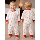 LSB Red Candy Cane and Bear, Full Sleeves Jumpsuit Romper for Tiny Toddlers