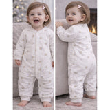Teddy with Bubble Full Sleeves Jumpsuit Hoodie Romper for Tiny Toddlers