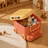 LSB Orange Cartoon Toy Bus-Shaped Kids Mini Toys/Cars Storage Box