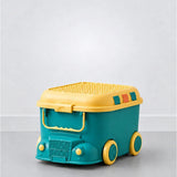 LSB Teal Cartoon Toy Bus-Shaped Kids Mini Toys/Cars Storage Box