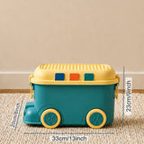 LSB Teal Cartoon Toy Bus-Shaped Kids Mini Toys/Cars Storage Box