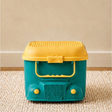 LSB Teal Cartoon Toy Bus-Shaped Kids Mini Toys/Cars Storage Box