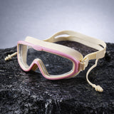 LSB Pink White 2 Border Anti Fog UV Protection Leakproof Design Swim Goggles for Kids, 4yrs - 10yrs
