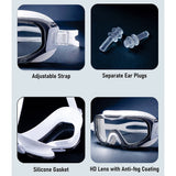 LSB Black & White 3 dash Glass panel styled Anti Fog UV Protection leakproof design Swim Goggles for 12 yrs + & Adults