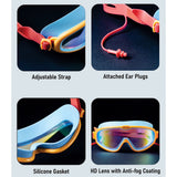 LSB Blue, Orange & Red Anti-Fog UV Protection Leakproof Swim Goggles for Kids, 4–10 Years