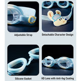 LSB Blue & Yellow Dog Face, Anti Fog UV Protection Leakproof Design Swim Goggles for Kids, 5yrs - 10yrs