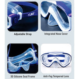 LSB Snorkelling Scuba Diving Mask, Navy Blue Anti Fog Snorkelling-Style Swim Goggles for Kids & Adults, 10yrs and above