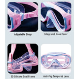 LSB Snorkelling Scuba Diving Mask Pink Blue Anti Fog underwater snorkelling Goggles for Kids & Adults, 10yrs and above