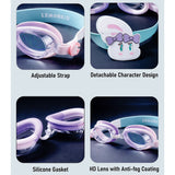 LSB Pink & White Bow Face, Anti Fog UV Protection Leakproof Design Swim Goggles for Kids, 5yrs - 10yrs