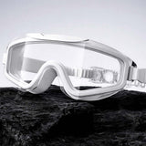 LSB White 3 dash Glass panel styled Anti Fog UV Protection leakproof design Swim Goggles for 12 yrs + & Adults