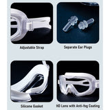 LSB White 3 dash Glass panel styled Anti Fog UV Protection leakproof design Swim Goggles for 12 yrs + & Adults