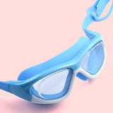 LSB Blue Bordered White Anti Fog UV Protection Leakproof Design Swim Goggles for Kids, 5yrs - 10yrs
