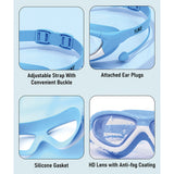 LSB Blue Bordered White Anti Fog UV Protection Leakproof Design Swim Goggles for Kids, 5yrs - 10yrs
