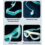 LSB White Bordered Mint Anti Fog UV Protection Leakproof Design Swim Goggles for Kids, 5yrs - 10yrs