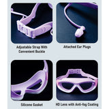 LSB White Bordered Purple Anti Fog UV Protection Leakproof Design Swim Goggles for Kids, 5yrs - 10yrs